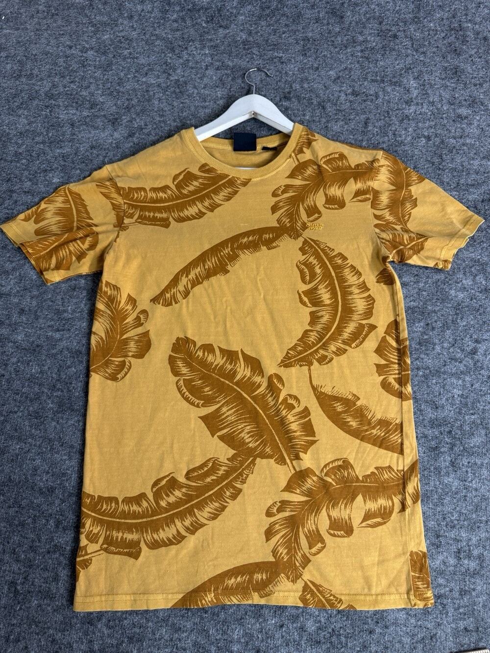 Superdry Shirt Mens Large Slim Fit Floral T Shirt Tee Leaves N173